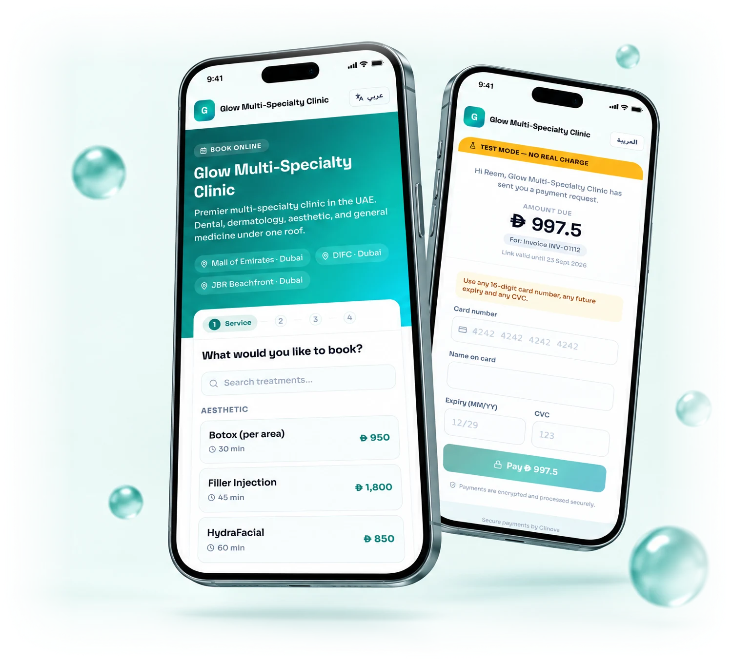 Patients book and pay from their phone.